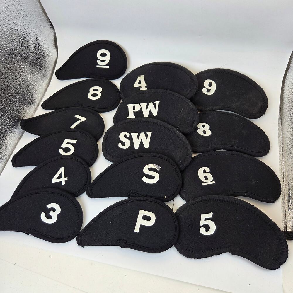 Unbranded Golf Iron Head Covers Lot 15 Neoprene Mixed Set PW SW P 3-9 Used